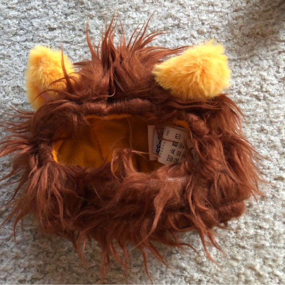 Lion head halloween costume for small dog or cat.